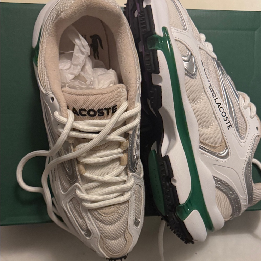 Lacoste White and Gray Athletic Shoes - Picture 12 of 13